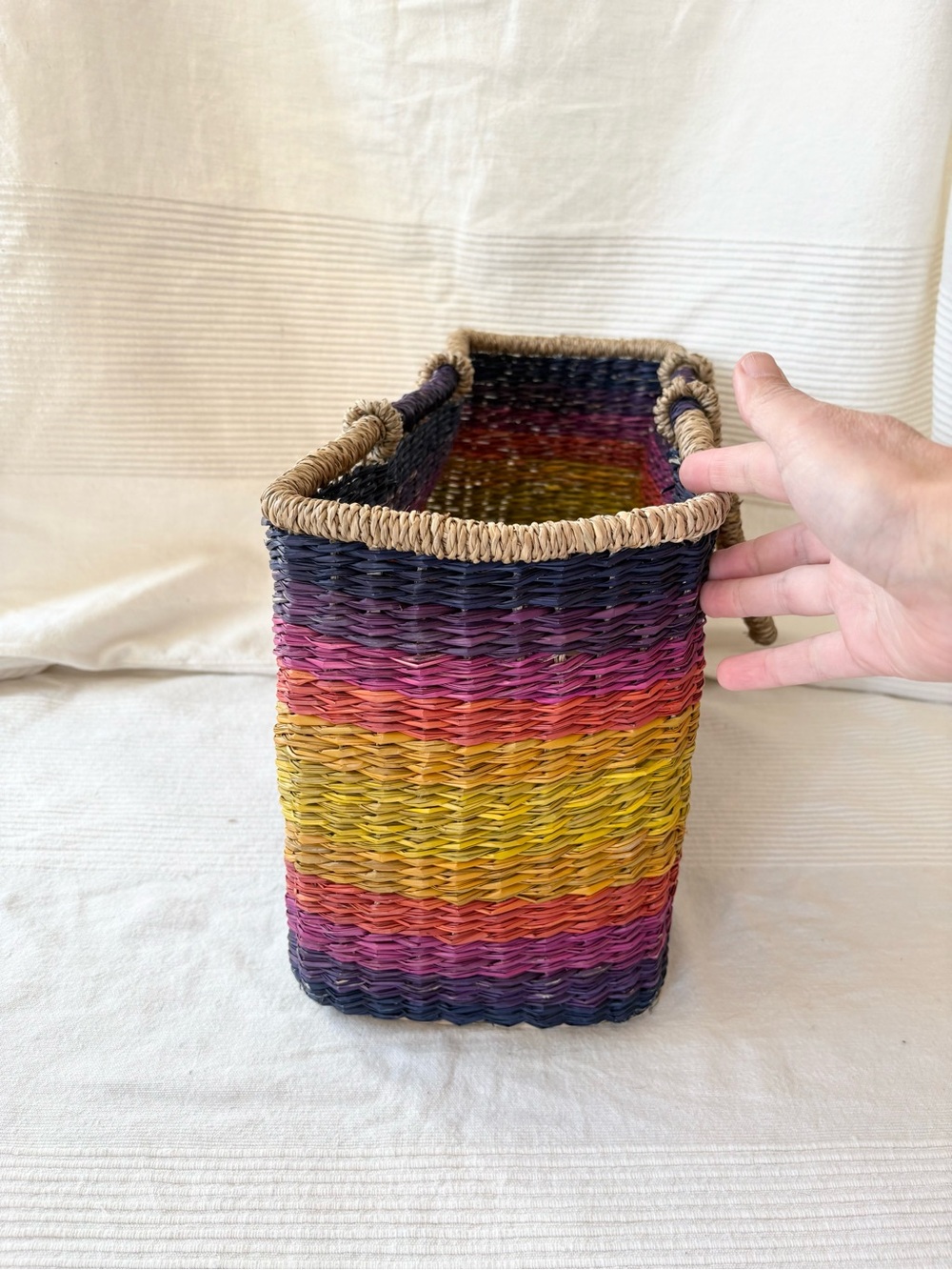 Handwoven Multicolor Straw Tote Beach Bag / Market Bag - Picture 7 of 12
